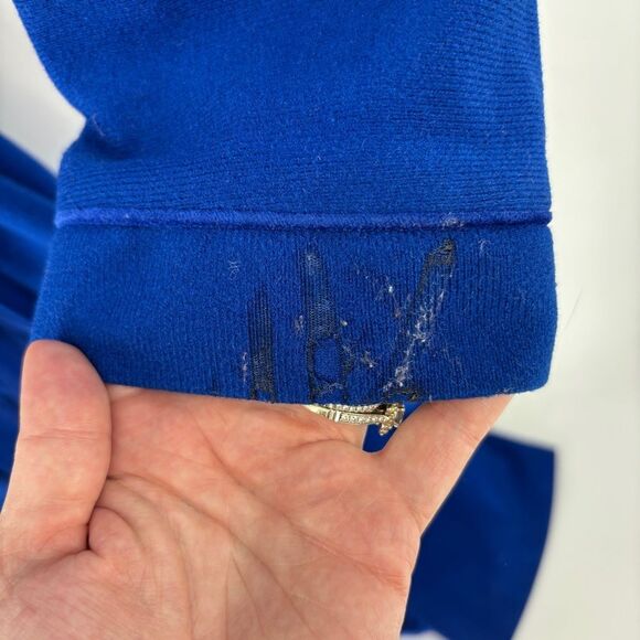 Adonna Deep Blue Women's Robe with Textured Collar - Picture 3 of 7